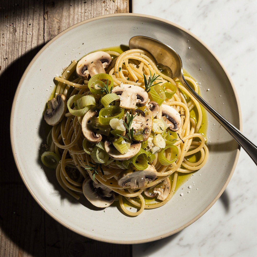 Leek and Mushroom Pasta