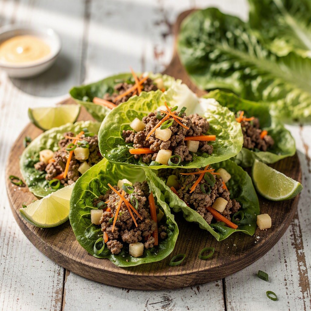 Beef Lettuce Wraps with Ginger and Lime