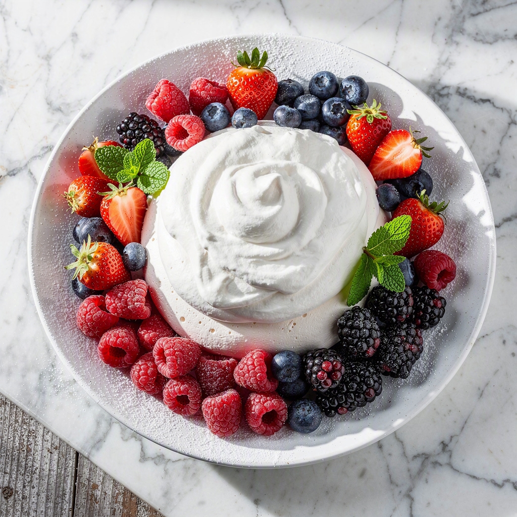 Berry Pavlova with Coconut Cream