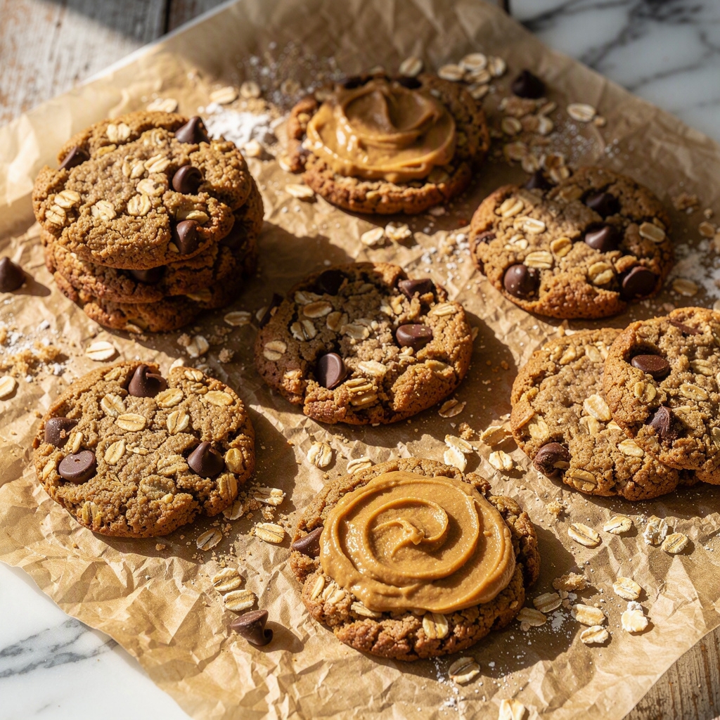 Peanut Butter Chocolate Chip Cookies (healthy!)
