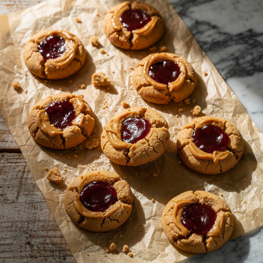 Peanut Butter and Jelly Thumbprint Cookies