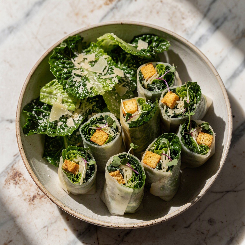 Caesar Salad Spring Rolls (easy & delicious!)