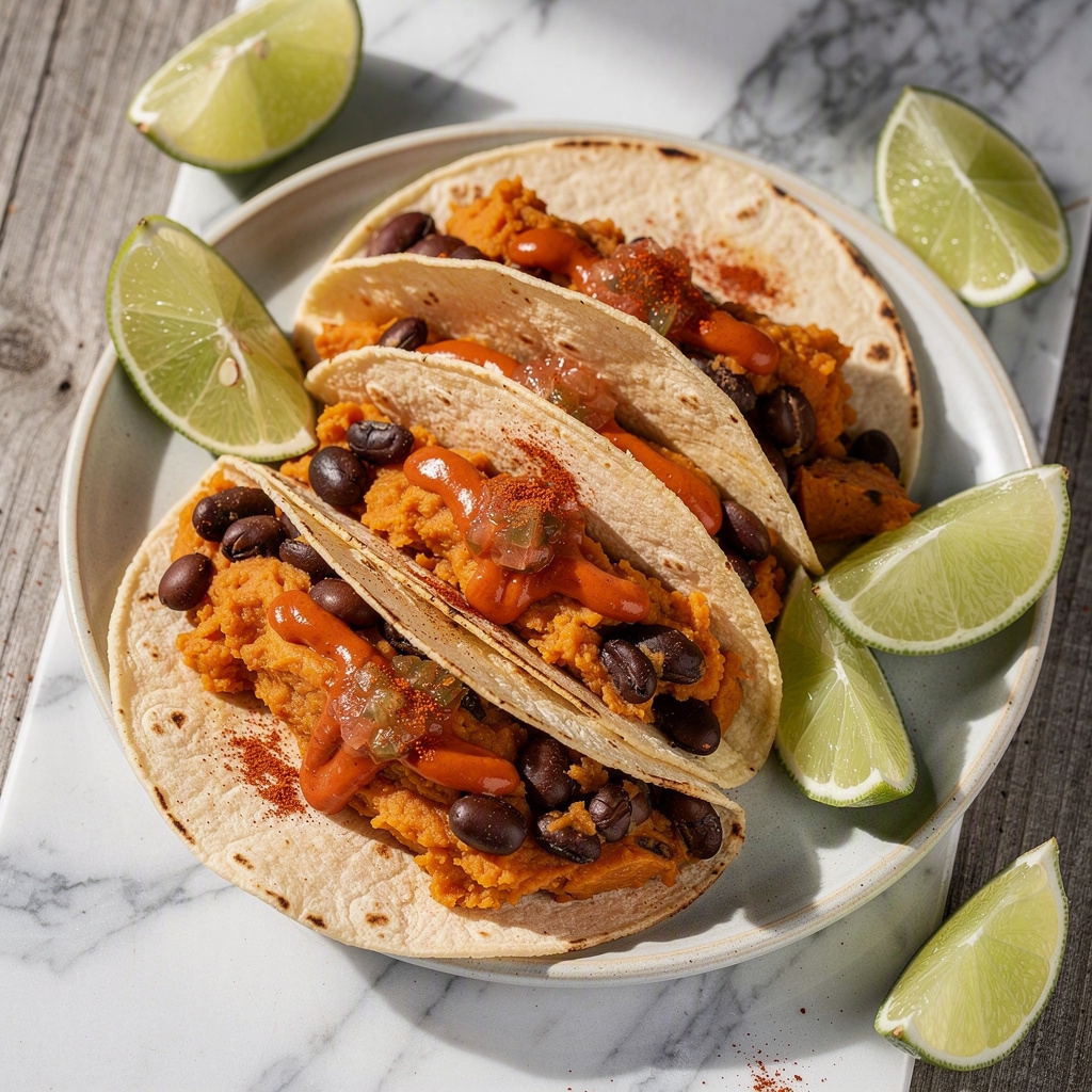 Bean and Sweet Potato Tacos (quick and easy!)