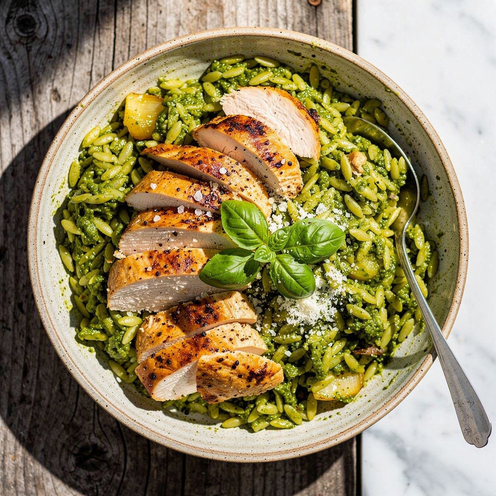 Pesto Chicken and Orzo Skillet
