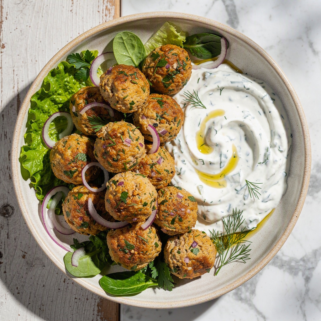 Greek Turkey Meatballs with Tzatziki