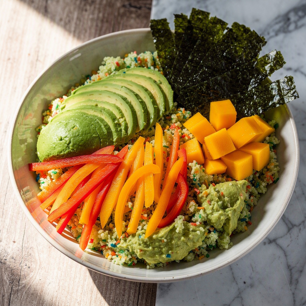 Rainbow Cauliflower Rice Sushi