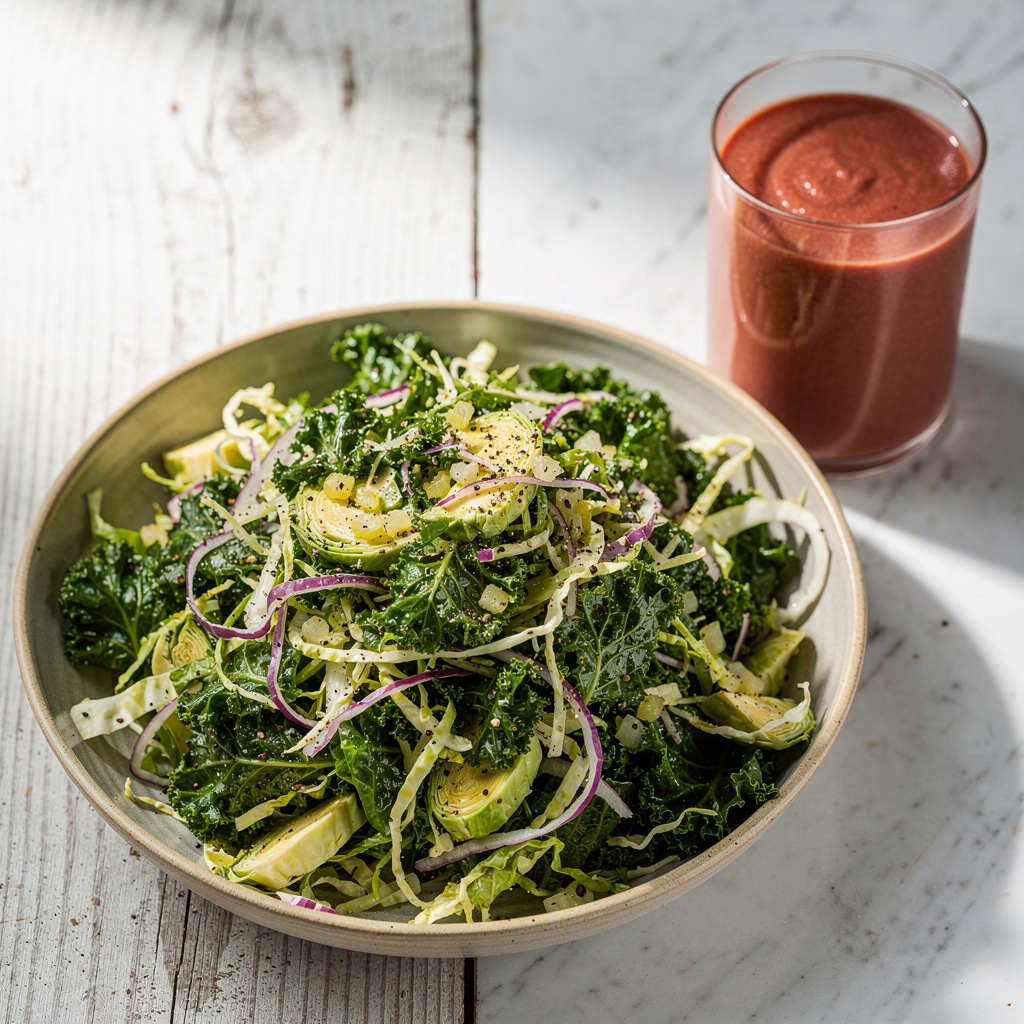 Shredded Kale and Brussels Sprout Salad
