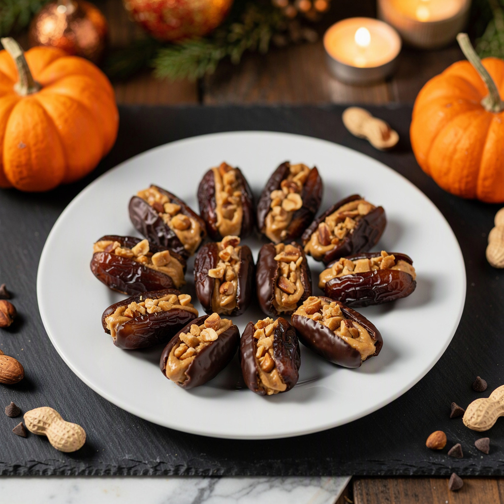 Peanut Caramel Stuffed Dates